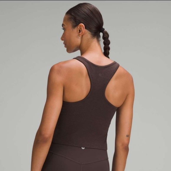 Lululemon Ebb to Street Cropped Racerback Tank Top Espresso - Size 4 - Picture 3 of 9